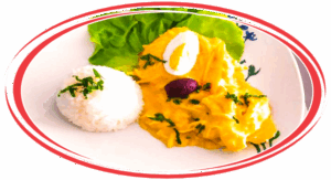 Ají de pollo served in a traditional Peruvian style