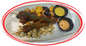Anticucho served in a traditional Peruvian style