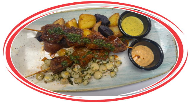 Anticucho served in a traditional Peruvian style