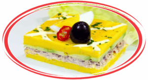 Causa limeña served in a traditional Peruvian style