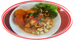 Ceviche mixto served in a traditional Peruvian style
