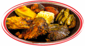 Pachamanca peruana served in a traditional Peruvian style