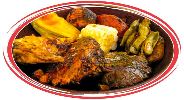 Pachamanca peruana served in a traditional Peruvian style