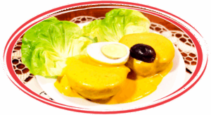 Papa a la huancaína served in a traditional Peruvian style