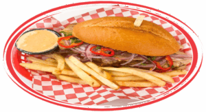 Sándwich de chicharrón served in a traditional Peruvian style